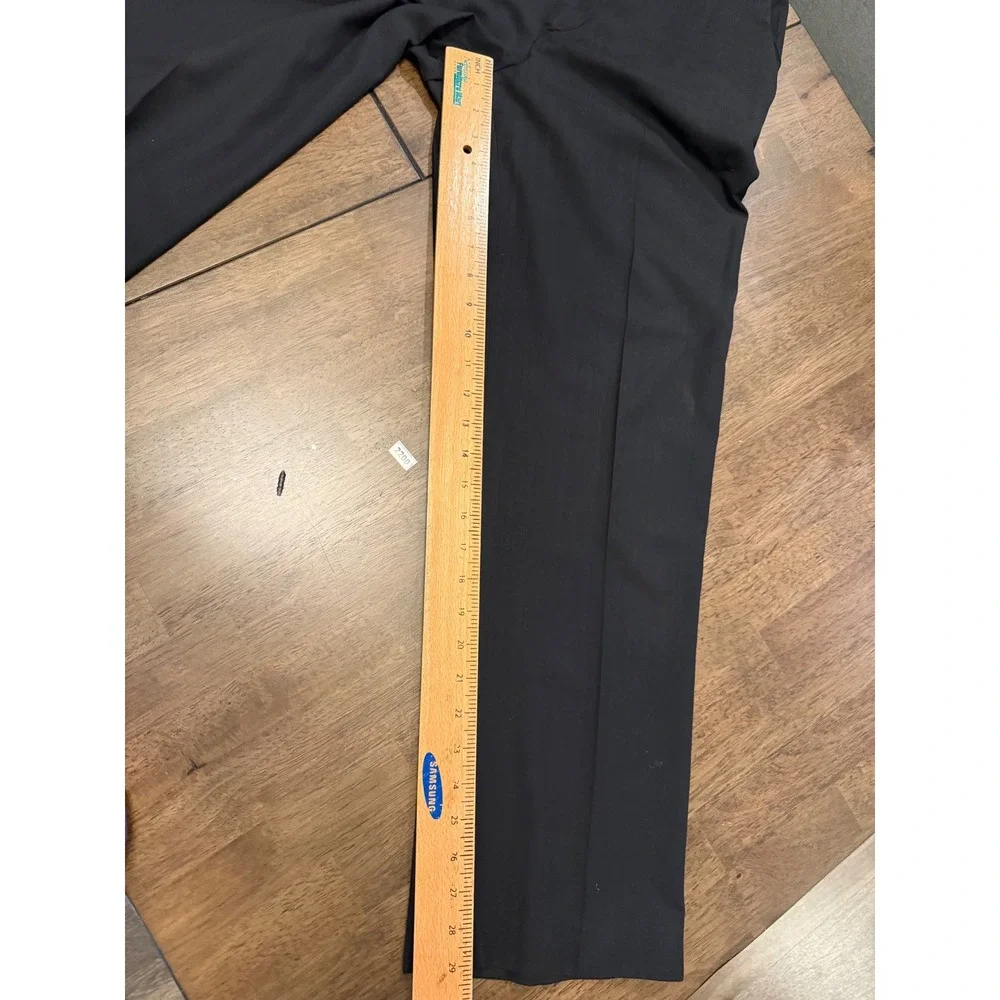 Perry Ellis Mens Classic Fit Black Dress Pants Trousers 33x30 Flat Front Work